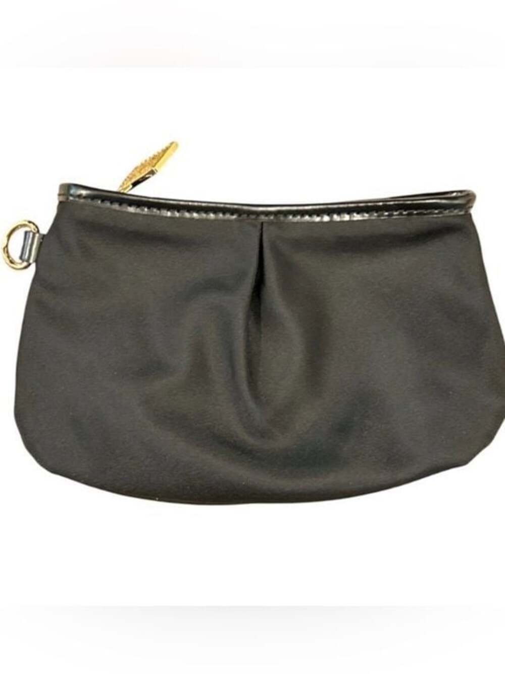 MZ Wallace Black Small Pleated Pouch with Gold Hardware